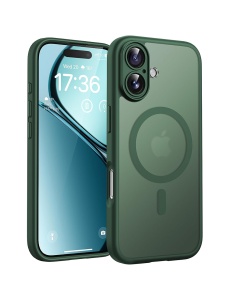 Зелен Mag Safe с предпазно стъкло на камерата за iPhone 16