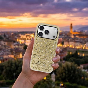 Златен гръб с цветя и камъчета "Flower Case" за Samsung Galaxy A57 - Img 3