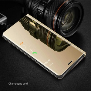 Златен Тефтер Clear View за Samsung A6 2018 с място за карти и банкноти