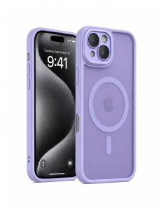 Лилав Mag Safe с предпазно стъкло на камерата за iPhone 13