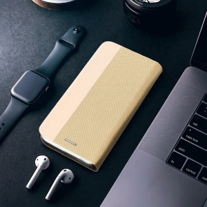 Нежен Златист Калъф Тип Тефтер Sensitive за Samsung A21s с магнитно затваряне