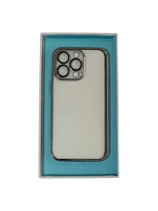 Прозрачен гръб JOYROOM със стъклено покритие на камерата и сива рамка за IPHONE 12 Pro