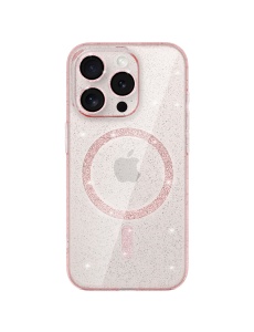 Розов кейс Gliter MagSafe за iPhone 15 Pro