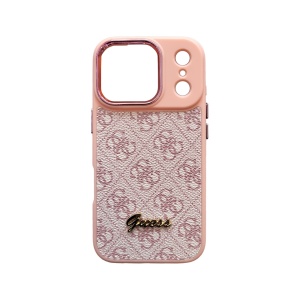 Розов Силиконов Гръб с Декупаж Guess Design 1HC за iPhone 17 Pro Max