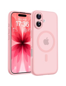 Светло Розов Mag Safe с предпазно стъкло на камерата за iPhone 16