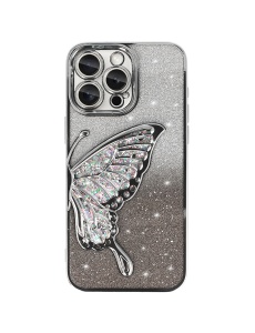 Сребърен Гръб Пеперуда с Плаващ Елемент за iPhone 16 Pro
