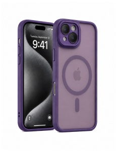 Тъмно Лилав Mag Safe с предпазно стъкло на камерата за iPhone 14