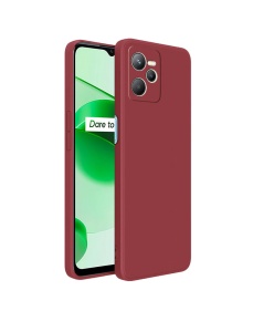Червен силиконов калъф Poly с велур отвътре за Realme C35