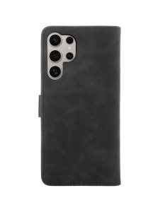 Черен калъф тип тефтер за телефон Smart Velvet за Samsung S24 Ultra с място за карти и банкноти