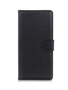 Черен кожен калъф тип тефтер за телефон Fancy за Motorola Moto G54 с магнитно затваряне