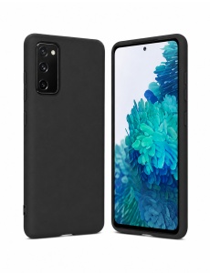 Черен силиконов калъф Poly с велур отвътре за Samsung S20 FE