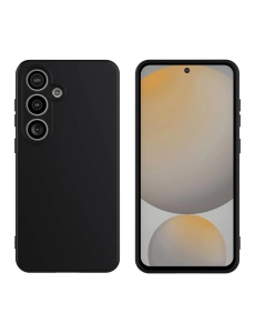 Черен силиконов калъф Poly с велур отвътре за Samsung S25