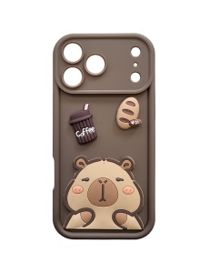 3D гръб с Капибара Ultra Trendy Coffee and Capibara Case за iPhone 17 Pro Max