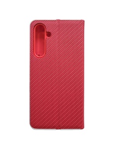 Kалъф тефтер червен CARBON WITH FRAME за Samsung A14 с магнитно затваряне
