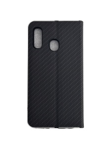 Kалъф тефтер черен CARBON WITH FRAME за Samsung A20e с магнитно затваряне