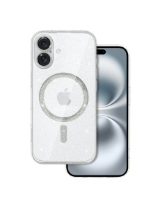 Бял калъф Gliter MagSafe за iPhone 16