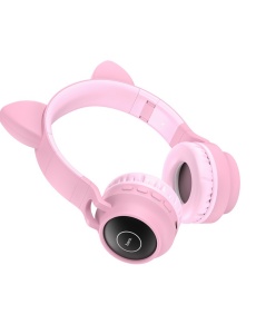 Големи безжични или жични слушалки W27 Cat Ear с капацитет на батерията издържаща до 5 часа с кристален звук и дълбоки баси