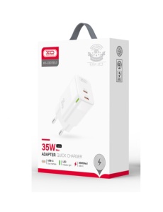 Зарядно у во XO CE07 с мощност 35W с два изхода 2 x USB C за бърз пренос на данни