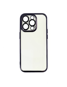 Прозрачен калъф JOYROOM със стъкло на камерата и лилава рамка за iPHONE 15 Pro