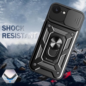 Противоударен черен калъф Camera Cover за iPhone 16e със защита от удари и надрасквания
