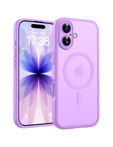 Светло Лилав Mag Safe с предпазно стъкло на камерата за iPhone 16