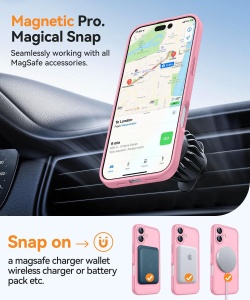 Светло Розов Mag Safe с предпазно стъкло на камерата за iPhone 17