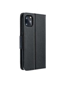 Черен калъф тип тефтер Fancy за Realme C30 за защита на дисплея и гърба