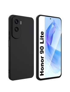Черен силиконов калъф Poly с велур отвътре за HONOR 90 Lite