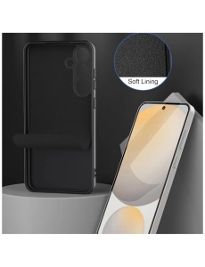 Черен силиконов гръб Poly с велур отвътре за Samsung S25