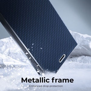 Kалъф тефтер син CARBON WITH FRAME за Xiaomi Redmi 9A за защита на дисплея и гърба