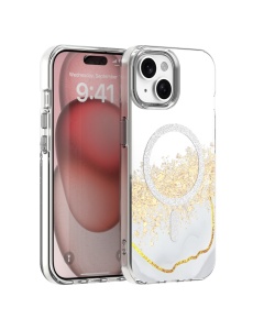 Елегантен "Epoxy Mag Case" гръб в бяло за iPhone 15