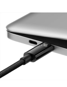 Кабел Baseus Tungsten USB C към USB C 240W 2 m черен със здрава оплетка