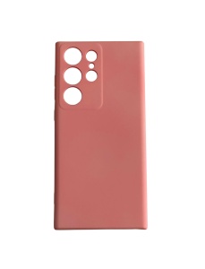 Нежен светло розов калъф за телефон с велур Poly за Samsung S22 Ultra