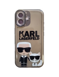 Прозрачен Силиконов Гръб с Черен Отенък Karl Lagerfeld HC за iPhone 16