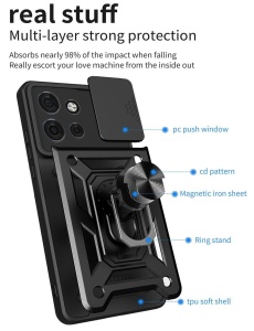 Противоударен черен калъф Camera Cover за Moto G75