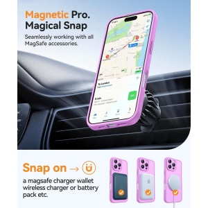 Светло Лилав "Mag Safe с предпазно стъкло на камерата" за iPhone 17 Pro със защита от удари и надрасквания