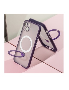 Силиконов лилав гръб Mag Ring Holder лилав за iPhone 13 със защита от удари и надрасквания