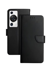 Черен кожен калъф тип тефтер за телефон Fancy 2 за Huawei P60 P60 Pro