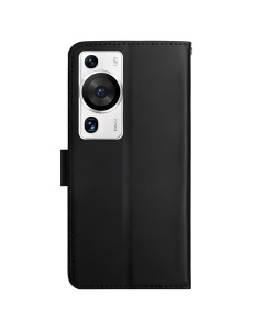 Черен кожен калъф тип тефтер за телефон Fancy 2 за Huawei P60 Pro с функция стойка за видео