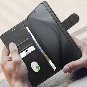 Черен кожен калъф тип тефтер за телефон Fancy 2 за Huawei Pura 70 със стилен и практичен дизайн