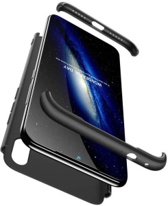 Черен Обгръщащ Пластмасов Гръб от 3 части за Samsung Galaxy A40