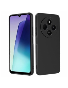 Черен силиконов калъф Poly с велур отвътре за Xiaomi Redmi 14C