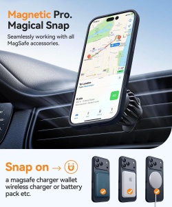 Черен Mag Safe с предпазно стъкло на камерата за iPhone 17 Pro Max