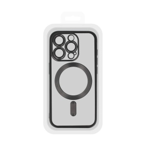 Electro Mag гръб с вграден протектор за камерата и титаниево сив кант за iPhone 16 за защита на дисплея от удар