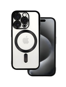Electro Mag гръб с вграден протектор за камерата и черен кант за iPhone 16 Pro