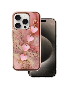 Glamour силиконов гръб с верижка от сърца за iPhone 16 Pro