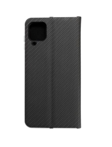 Kалъф тефтер черен CARBON WITH FRAME за Samsung A12 с място за карти и банкноти