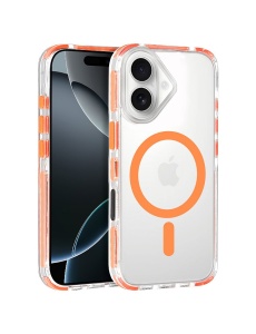 Акрилен гръб с връзка за врата и оранжев кант Strap Clear Case за iPhone 16