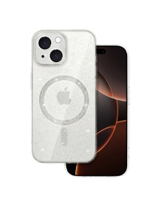 Бял калъф Gliter MagSafe за iPhone 15