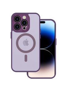 Лилав калъф Mag Safe с предпазно стъкло на камерите за IPHONE 12 Pro
